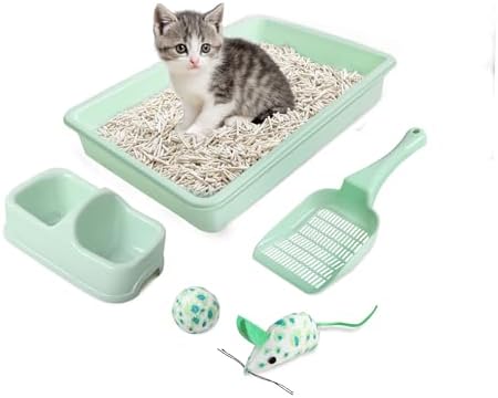 PAWISE Cat Litter Box Set, Small Kitten Starter Kit, Includes Litter Box