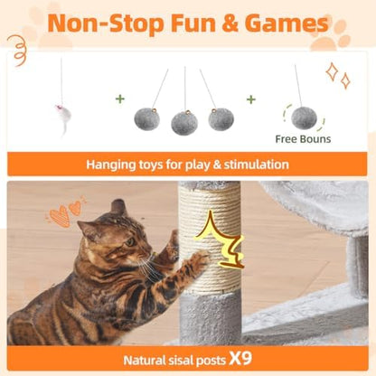 Taoqimiao Large Cat Tree, 73 in Tall Cat Tower