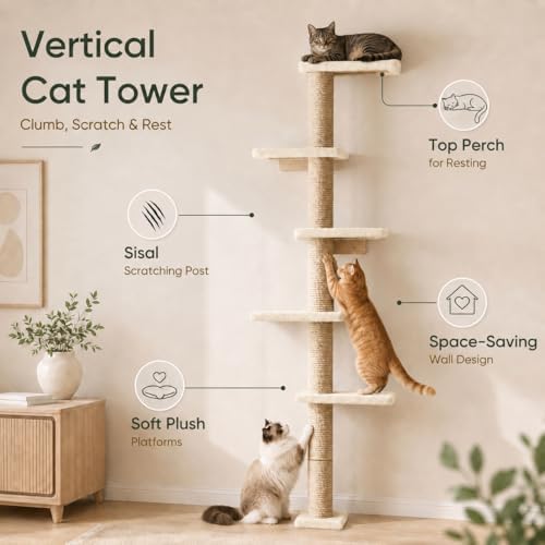 80-Inch Wall-Mounted Cat Tree