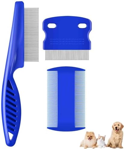 3 Pack Dog Grooming Comb, Flea Lice Pet Combs, Stainless Steel Cat Combs