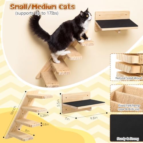 Nuanchu 2 Pack Cat Wall Shelves Stairs Steps Ladder