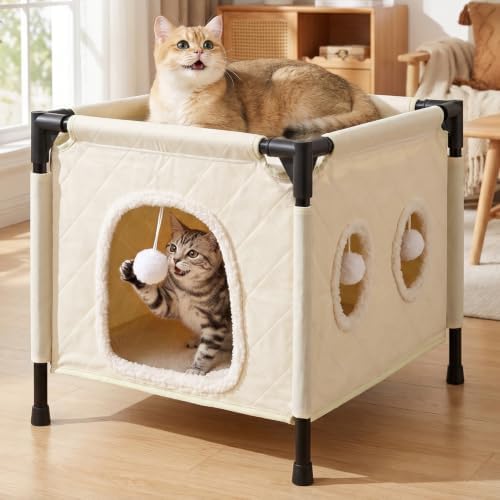 SlowTon Cat Houses for Indoor Cats, Covered Cat Bed Cave Hideaway