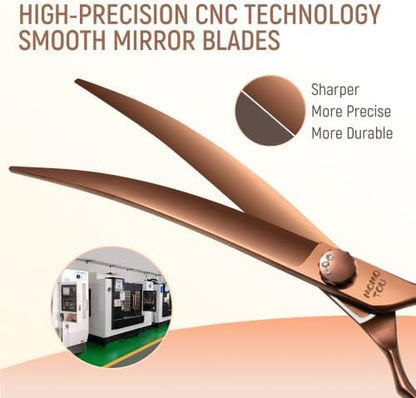 45° Super Curved Dog Grooming Scissors 7.5'' Matte Bronze