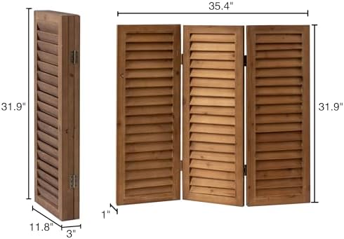 SOFE Short Privacy Screen, 2.6 Ft Shutters Folding Room Dividers 3 Panel