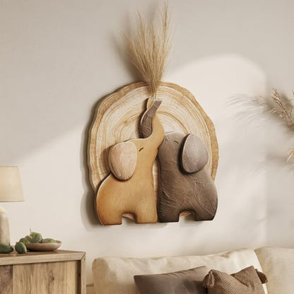 3D Textured Elephant Brown Minimalist Wall Art