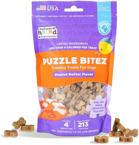 Outward Hound Nina Ottosson Puzzle Bitez Dog Treats, Peanut Butter, 7.5 oz