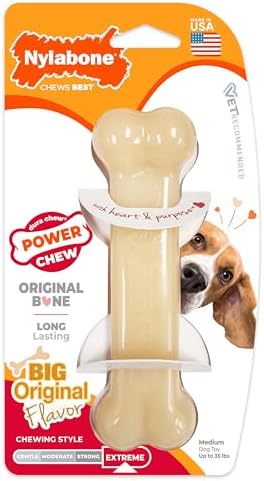 Nylabone Power Chew Original Bone Dog Chew Toy, Original Flavor