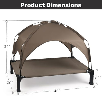 Elevated Dog Bed with Removable Canopy, Sun Protection Shade Tent Dog Cot