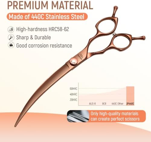 45° Super Curved Dog Grooming Scissors 7.5'' Matte Bronze