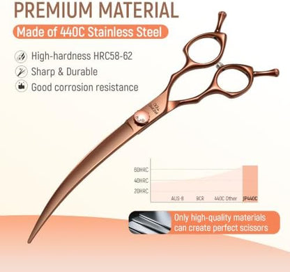 45° Super Curved Dog Grooming Scissors 7.5'' Matte Bronze