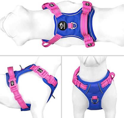 PHOEPET No Pull Dog Harness, Unique Colors Reflective Adjustable Dog Vest