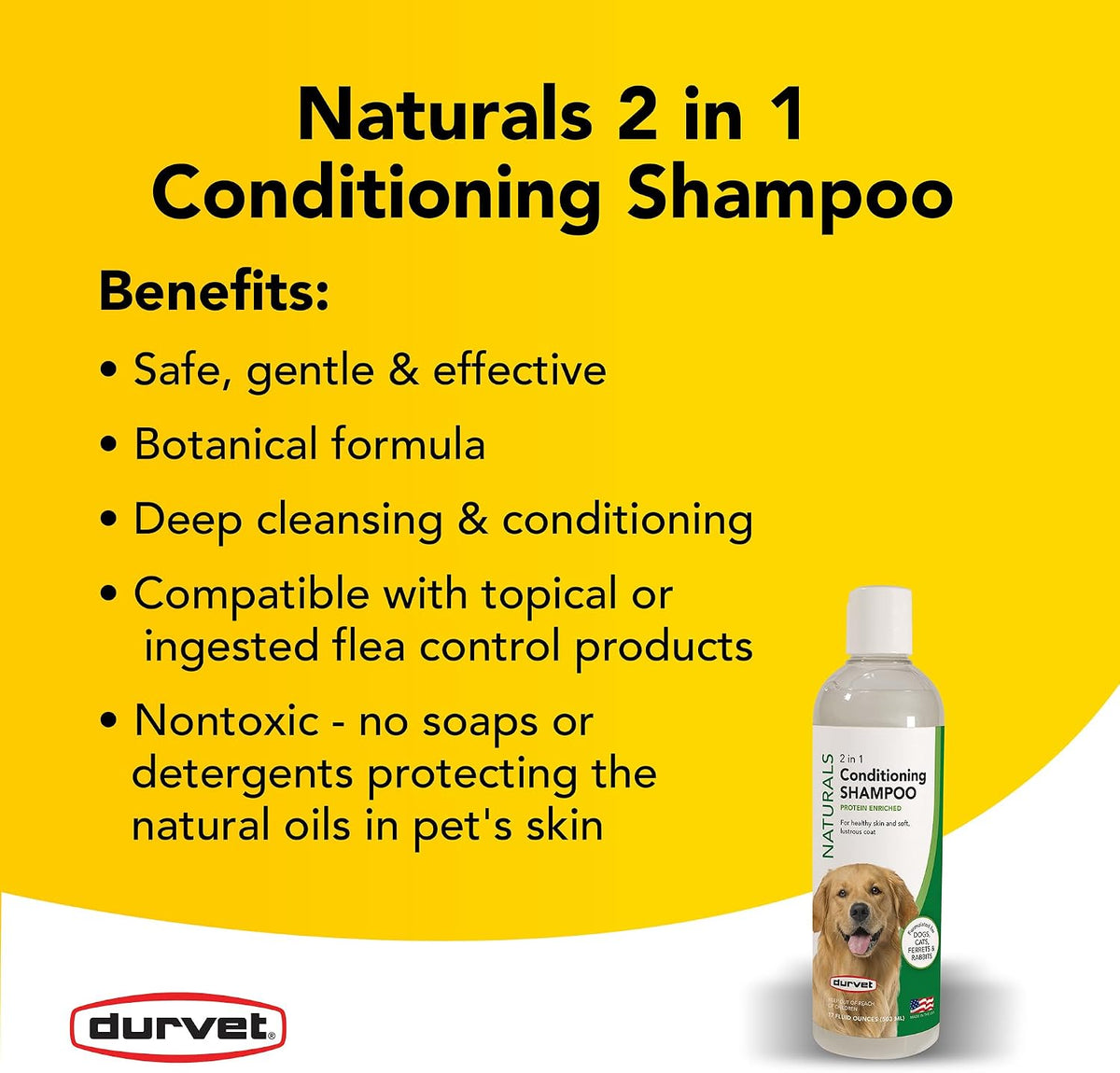 Durvet Naturals 2 in 1 Conditioning Shampoo 17 oz.