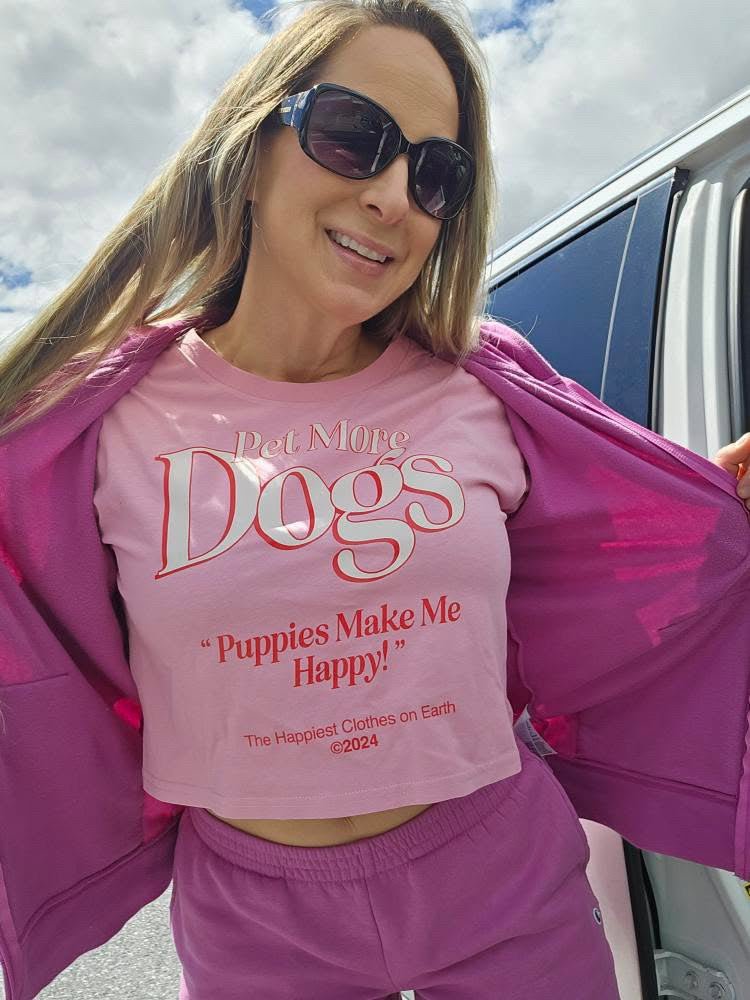 Pet More Dogs Crop Tee | Gift for Dog Moms & Dog Lovers | Made in USA
