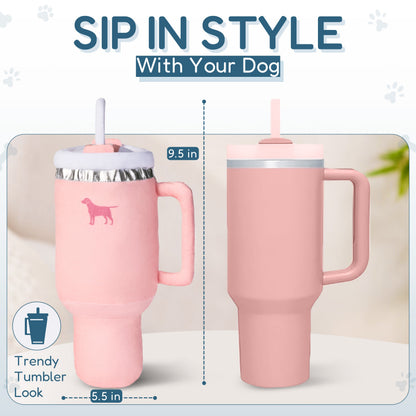 Pup Cup Tumbler Plush Squeaky Dog Toy- Ideal Birthday Dog Toy Gift