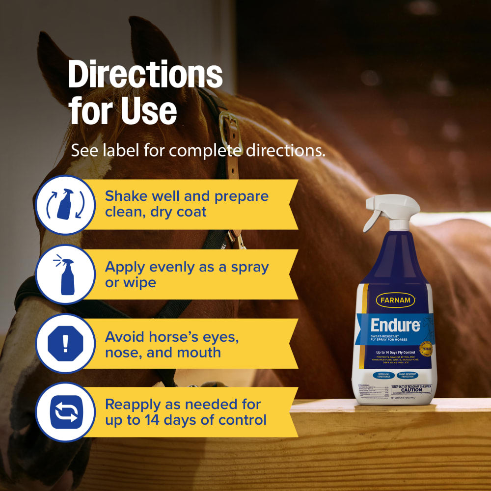 Endure Sweat Resistant Fly Spray For Horses 32 oz.