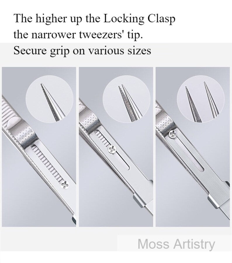 2 Pcs Set 6" Durable Stainless Steel Tweezer Set: Rust-resistant, Highly Elastic, Anti-static