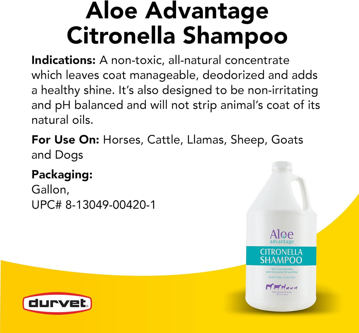 Durvet Citronella Shampoo Horse Livestock Dogs Gallon