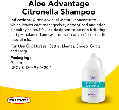 Durvet Citronella Shampoo Horse Livestock Dogs Gallon