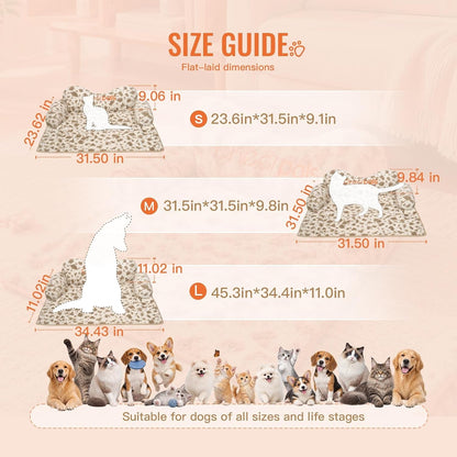 Calming Pet Bed Mat with Head Support – 2 Patterns, M–L