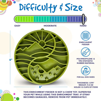 Sun and Moon eTray - Shallow Slow Feeder Dog Bowl for Enrichment | USA Made