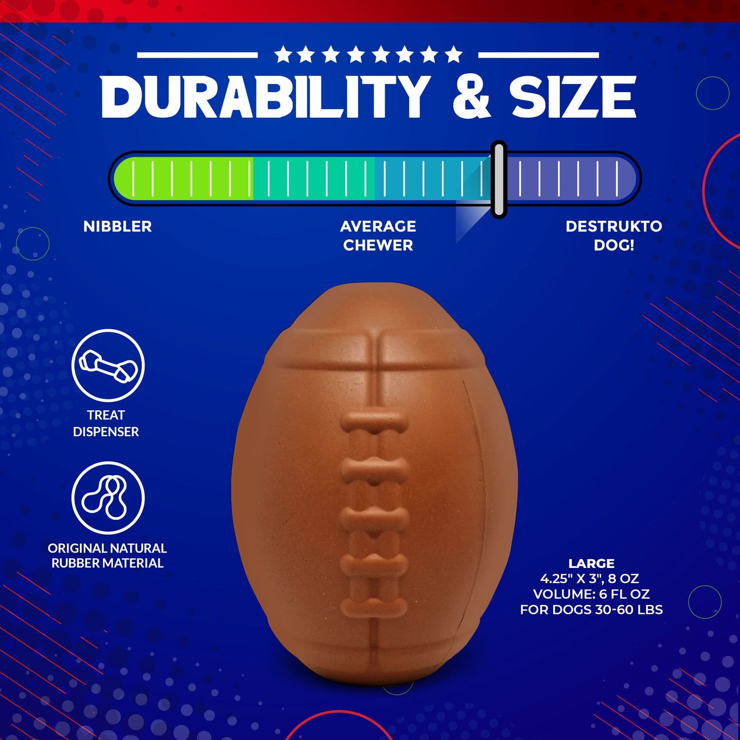 Football Dog Chew Toy & Treat Dispenser - USA Made | SodaPup