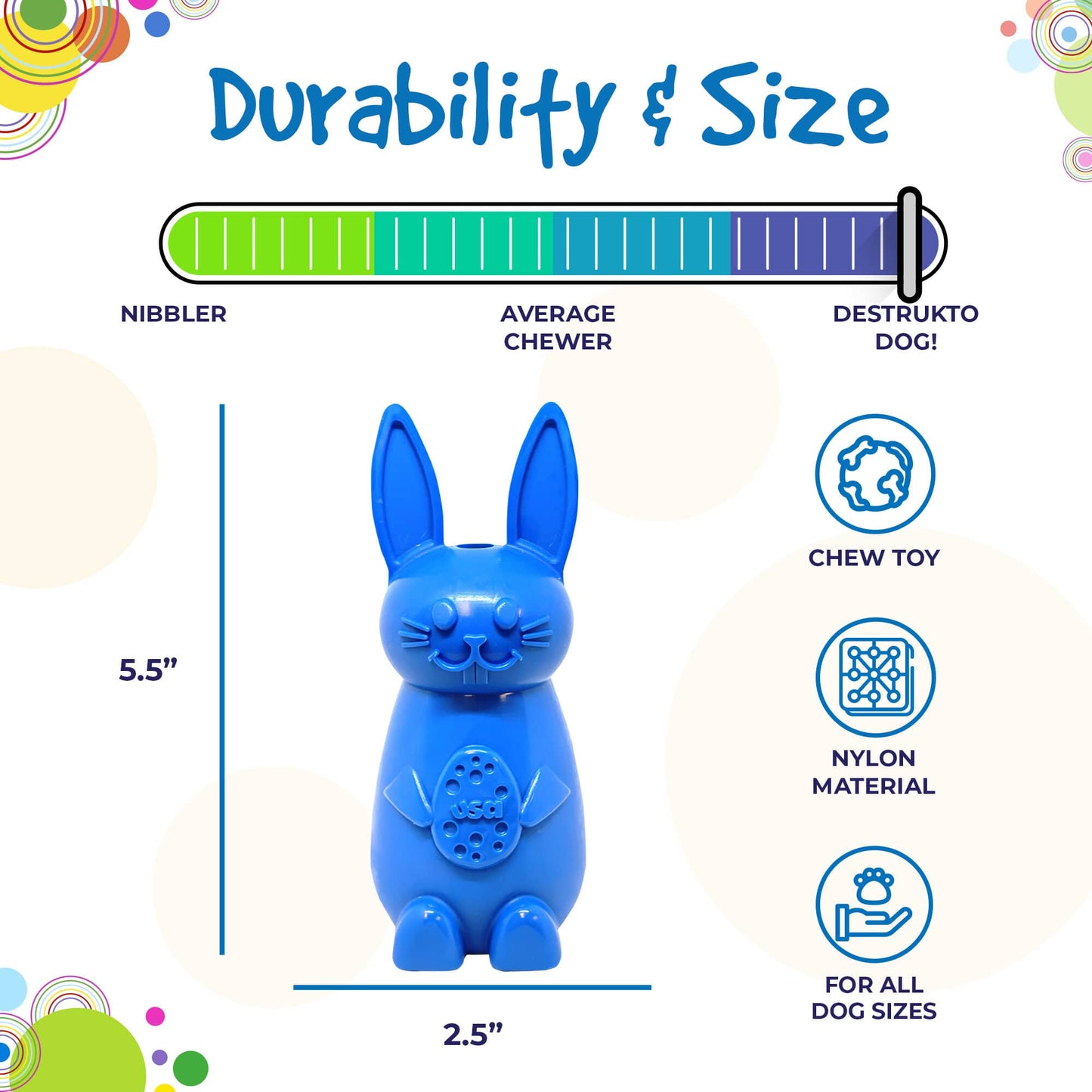 Bunny Nylon Chew Toy for Aggressive Chewers | Durable & USA Made