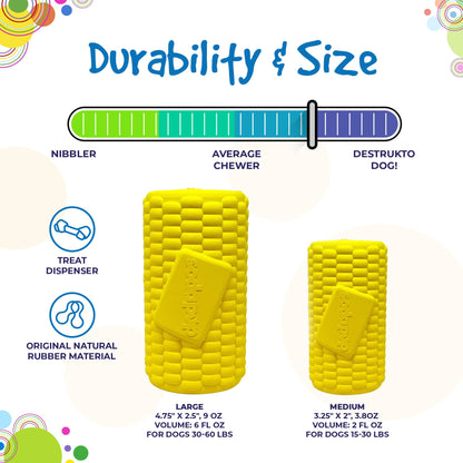 Corn on the Cob Dog Toy - Durable Rubber Treat Dispenser | USA Made