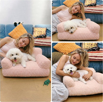 Pink Orthopedic Cat Sofa Bed – 2 Sizes, Washable Cover