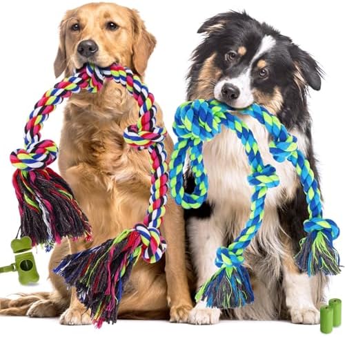 Tough Dog Rope Toys for Aggressive Chewers, Tough Tug of War Dog Toys for Large