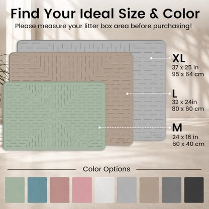 OHMO Large Cat Litter Mat, 31.5x23.6 Silicone Trapping Mat Sage Green