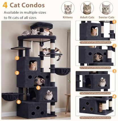 Gitelsnour 78.7'' Cat Tree Tower, 4 Cat Condos