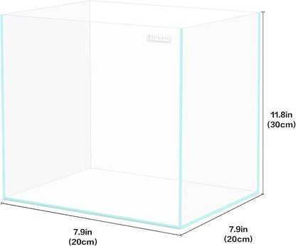 Tall Rimless Aquarium 3 Gallon, Ultra Clear Low Iron Nano Fish Tank for Betta, L7.9×W7.9×H11.8 Glass Thickness 5mm with EVA Foam Leveling Mat