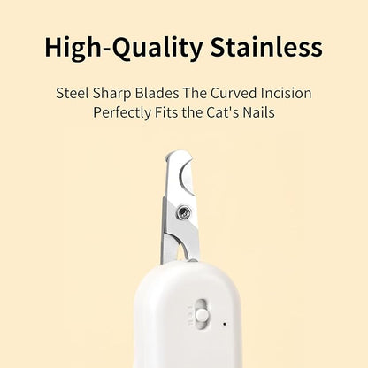 PAKEWAY Pet Nail Clipper with LED & -U-V Light, Cat Claw Trimmer with Ultra Bright LED Light for Nail Bloodline to Avoid Over Cutting, Sharp Angled Blade Grooming Tool for Dog Cat Rabbit Small Animals