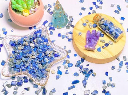 YATOJUZI Lapis Lazuli 1LB Aquarium Gravel Rocks Bulk Wholesale Tumbled Crystals Stones Chips Crushed Reiki Energy Balancing Gemstones for Planters Vase Filler Fountain Fish Tank Potted Decor