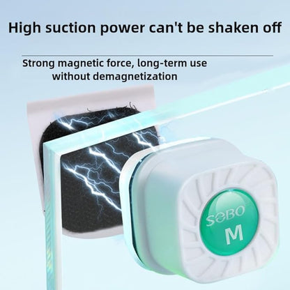 Mini Magnetic Aquarium Brush with Scraper Blade - Fish Tank Dirt Remover for Small Glass/Acrylic Tanks, Safe for Betta & Shrimp (5-20 Gallon) (Small)