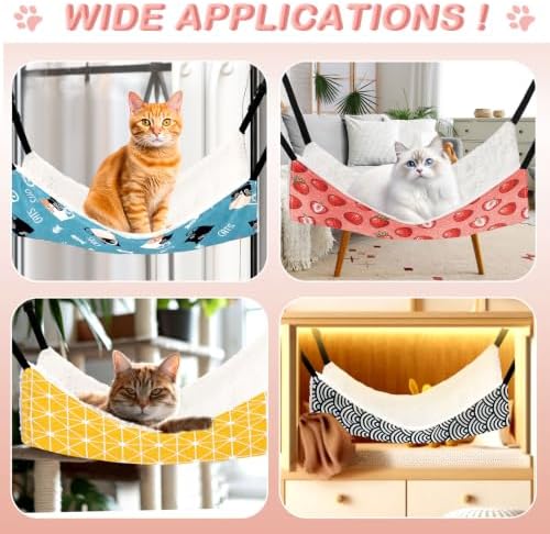 4 Pcs Cat Hammock for Cage Reversible Hanging Pet Bed