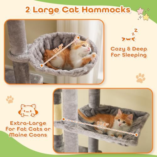 PEQULTI Floor to Ceiling Cat Tree, Height Adjustable 90.5-100.4''