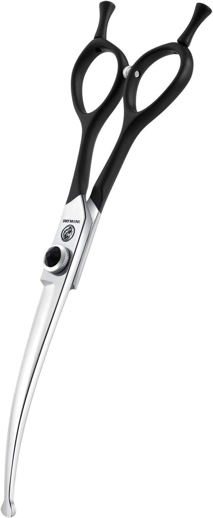 Dragon Creek 6.5" Downward Curved Dog Grooming Scissors Shears for Grooming Face and Paws Safety Round Tips Shears Trimming Cutting Scissors for Dog Cat Pet Black