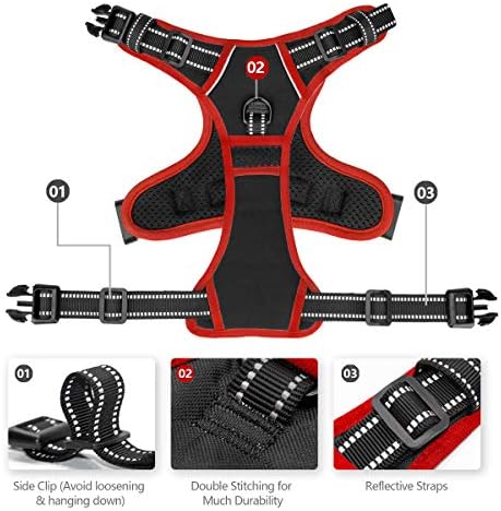 PHOEPET Upgraded No Pull Dog Harness, Reflective Adjustable Vest