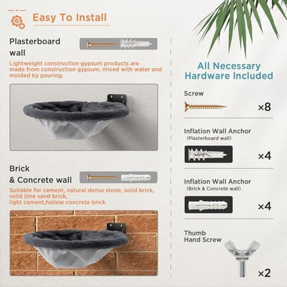 JUNSPOW Cat Hammock Wall Mounted, Foldable & Stable Cat Beds- Breathable Cats