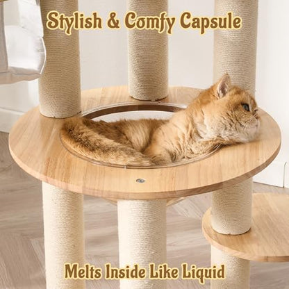 Modern Cat Tree Tower with Scratching Post, 61.5in Tall Cat Tree