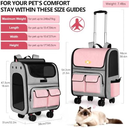 MGB Foldable Rolling Pet Carrier