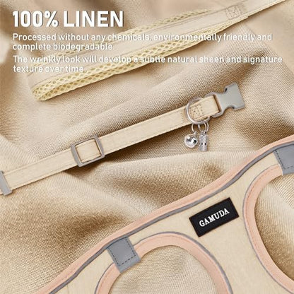GAMUDA Small Pet Harness Collar and Leash Set, Step in No Chock No Pull Linen