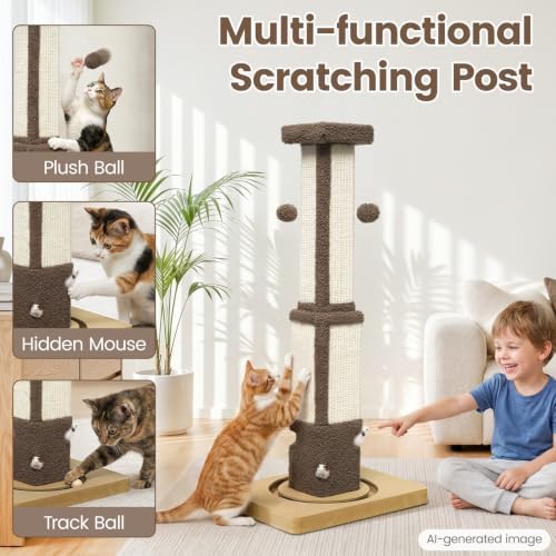 Cat Scratching Post for Indoor Big Cat Kitten Kitty, 33.5" Tall