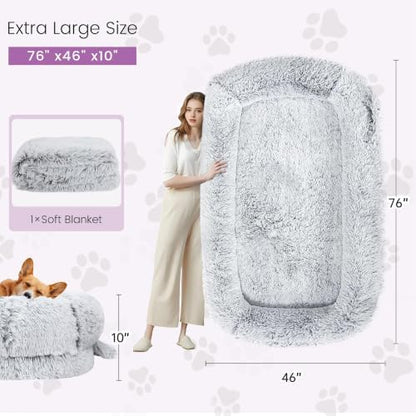 Murago Human Dog Bed for Adults, Light Grey
