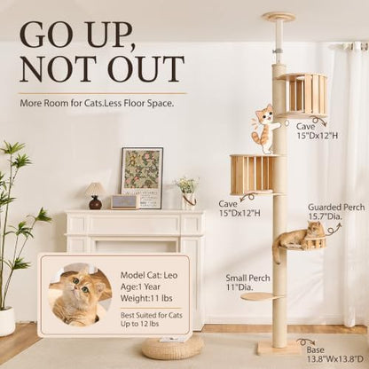 Floor to Ceiling Cat Tree, Adjustable 7.9-9.9 ft Tension Cat Tower
