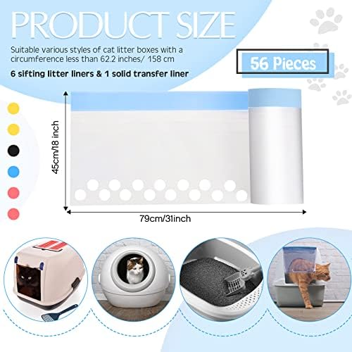 Jutom 56 Count Sifting Litter Box Liners, Cat Box Liners
