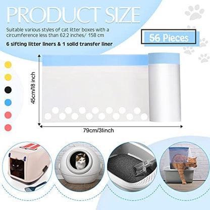 Jutom 56 Count Sifting Litter Box Liners, Cat Box Liners