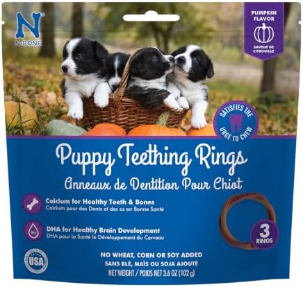 N-Bone Puppy Teething Rings, Pumpkin Flavor, Natural Puppy Teething Chews &