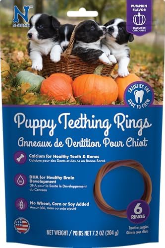 N-Bone Puppy Teething Rings, Pumpkin Flavor, Natural Puppy Teething Chews &